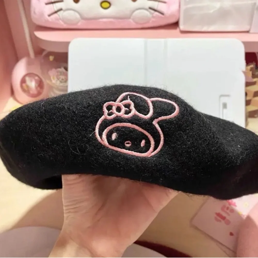 MULTIPLE COLORS AVAILABLE 😍HELLO KITTY OR MY MELODY WOOL BERET - Picture 2 of 8
